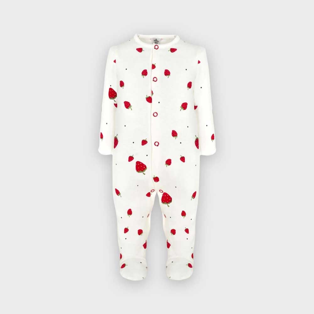 Pijama ranita con fresas estampadas para bebé de 1 a 6 meses