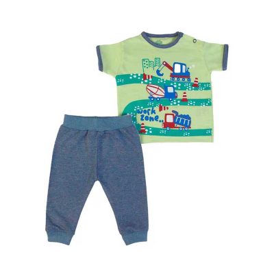 Camiseta y pantalón para bebé 3-36 meses verde y azul