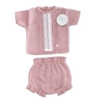 Conjunto Tricot rosa vieja bebé de 0-3 meses