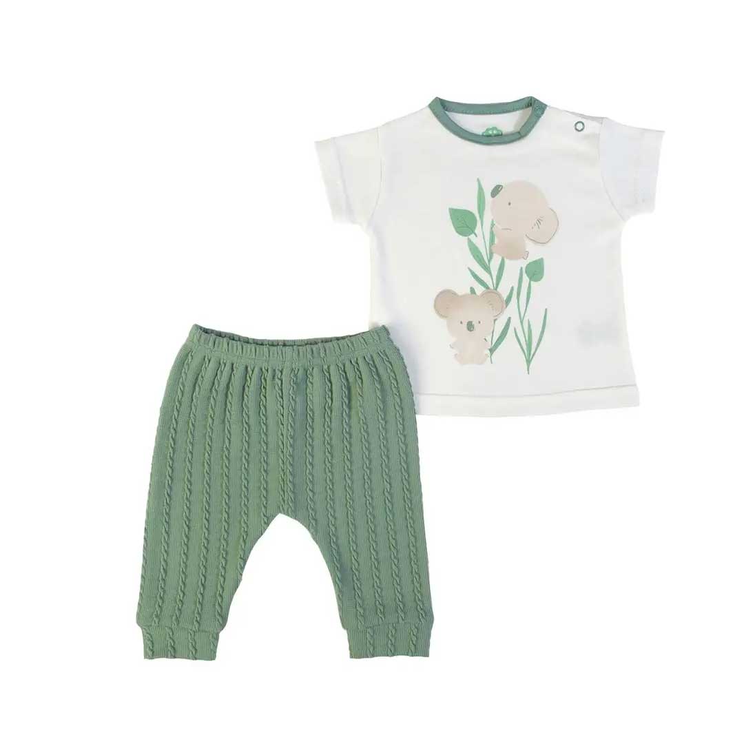 Conjunto y camiseta pantalón verde para bebé de 1-24 meses