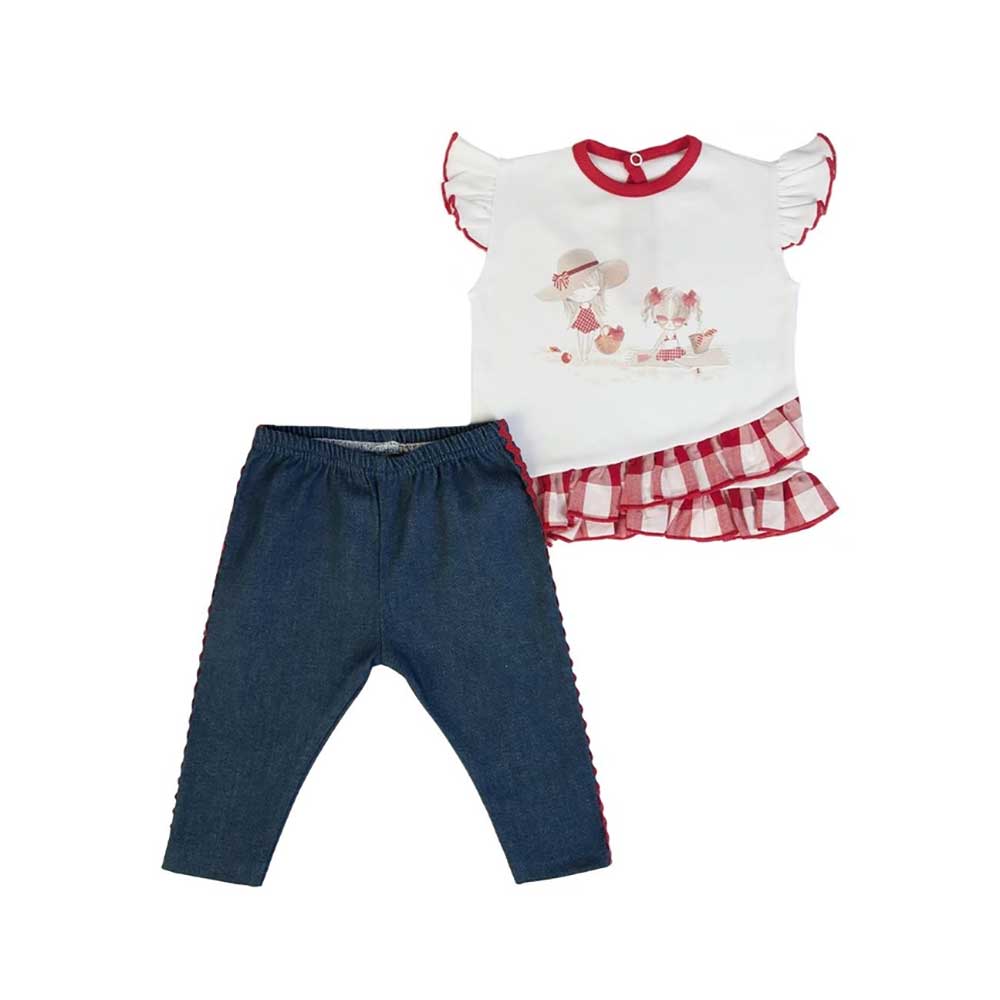 Conjunto camiseta leggins vaqueros para bebé niña