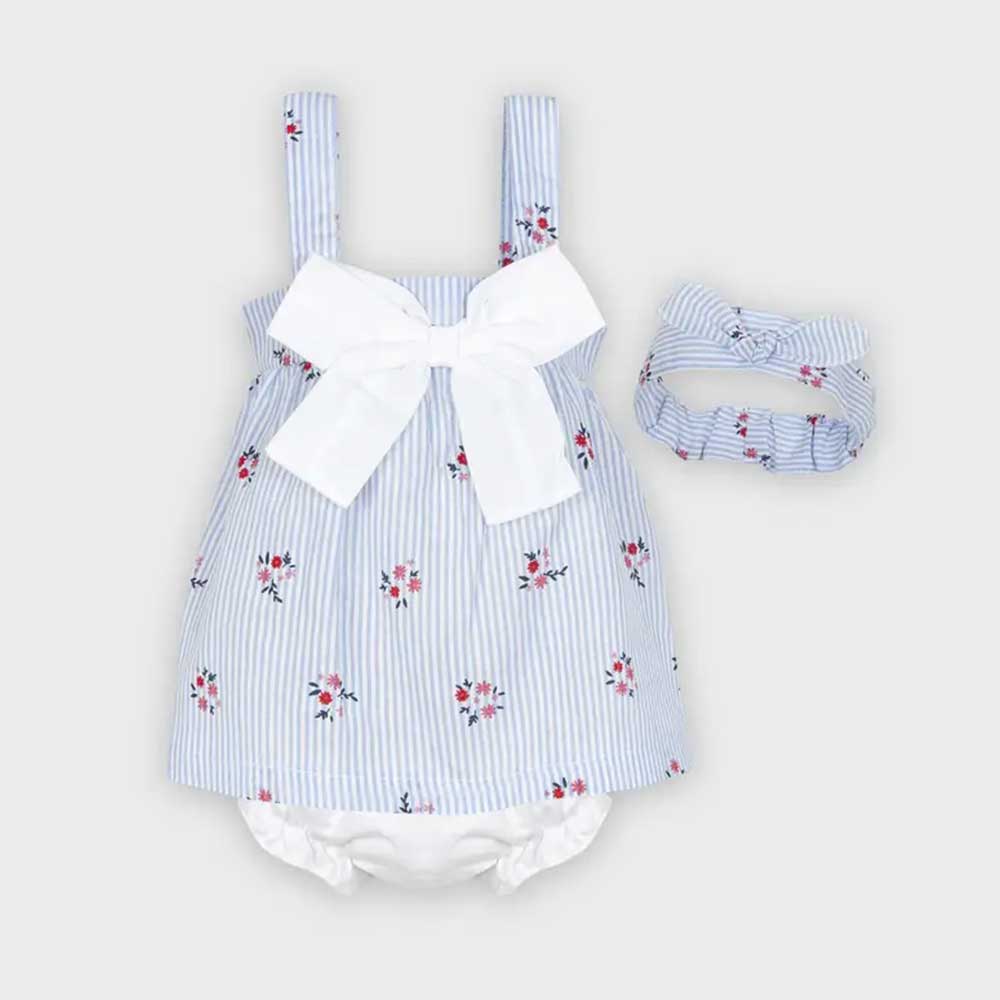 Conjunto vestido pañal y cinta de pelo para niña de 3-36 meses