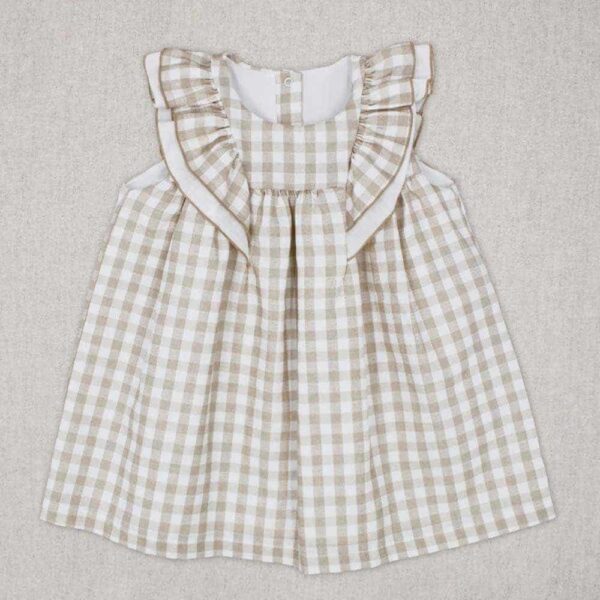 Vestido ceremonia vichy beige Rapife