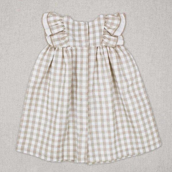 Vestido ceremonia vichy beige Rapife