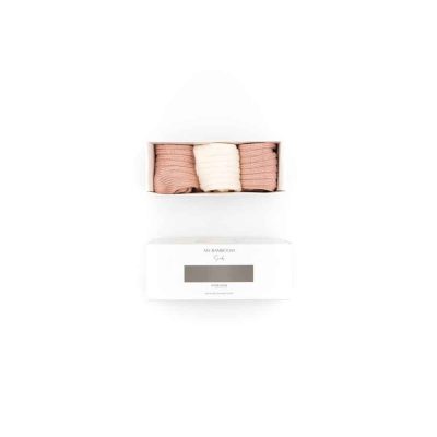 Caja Regalo con 3 calcetines gruesos Rosa crema rosa Bamboom