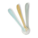 Set 3 cucharas silicona menta Saro Baby. Bebé 4 meses
