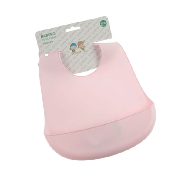 Babero de silicona rosa Gamberritos 10980. Para bebé en Tienda Online Tana Martínez Puerto de Sagunto