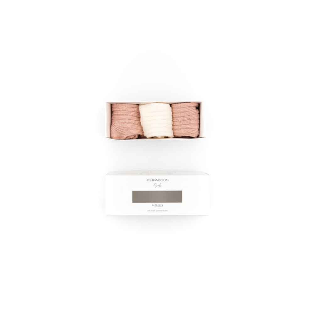 Caja Regalo con 3 calcetines gruesos Rosa crema rosa Bamboom