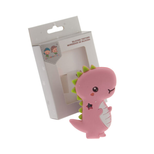 Mordedor de silicona Dino Rosa Gamberritos