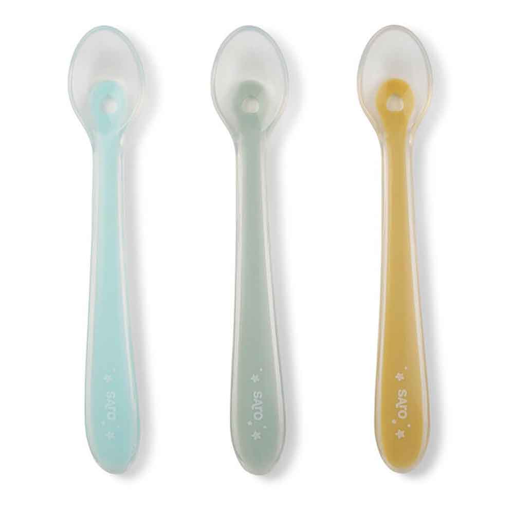 Set 3 cucharas silicona menta Saro Baby
