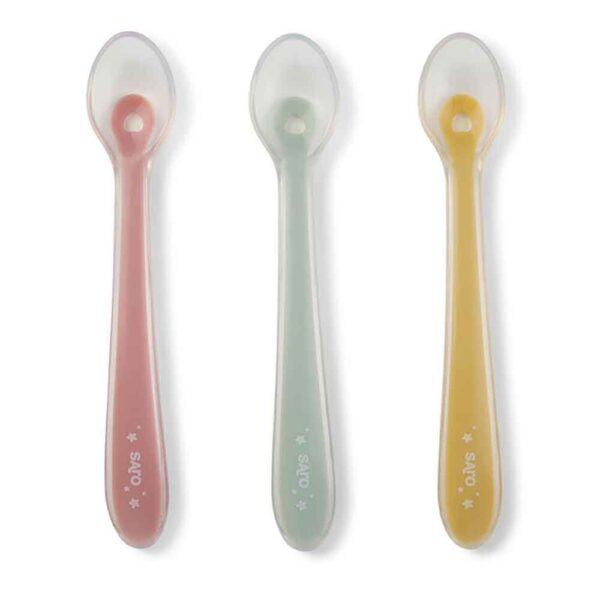 Set 3 cucharas silicona rosa saro baby