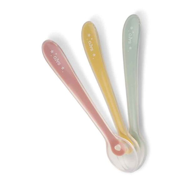 Set 3 cucharas silicona rosa saro baby