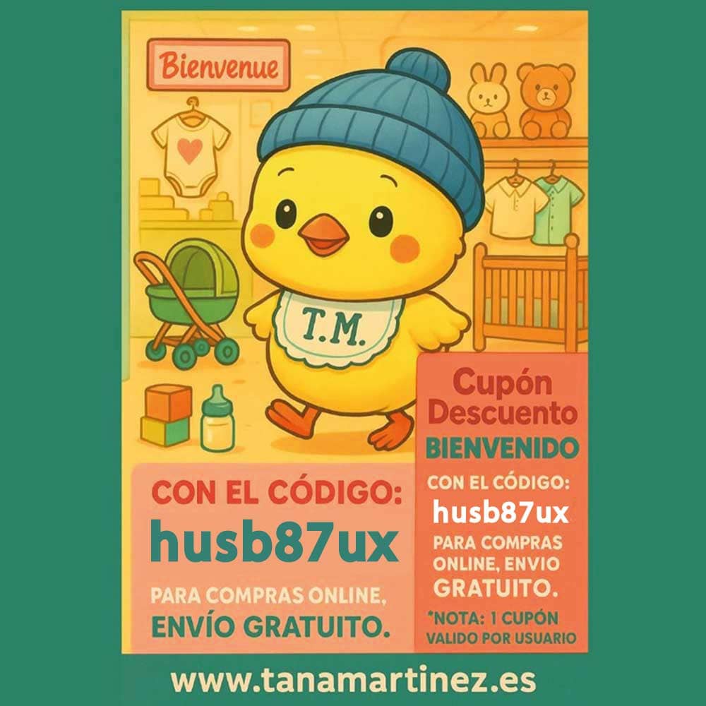 Cupón Bienvenida Tana Martínez Tienda Online 20 por ciento en Accesorios de bebé y Ropa
