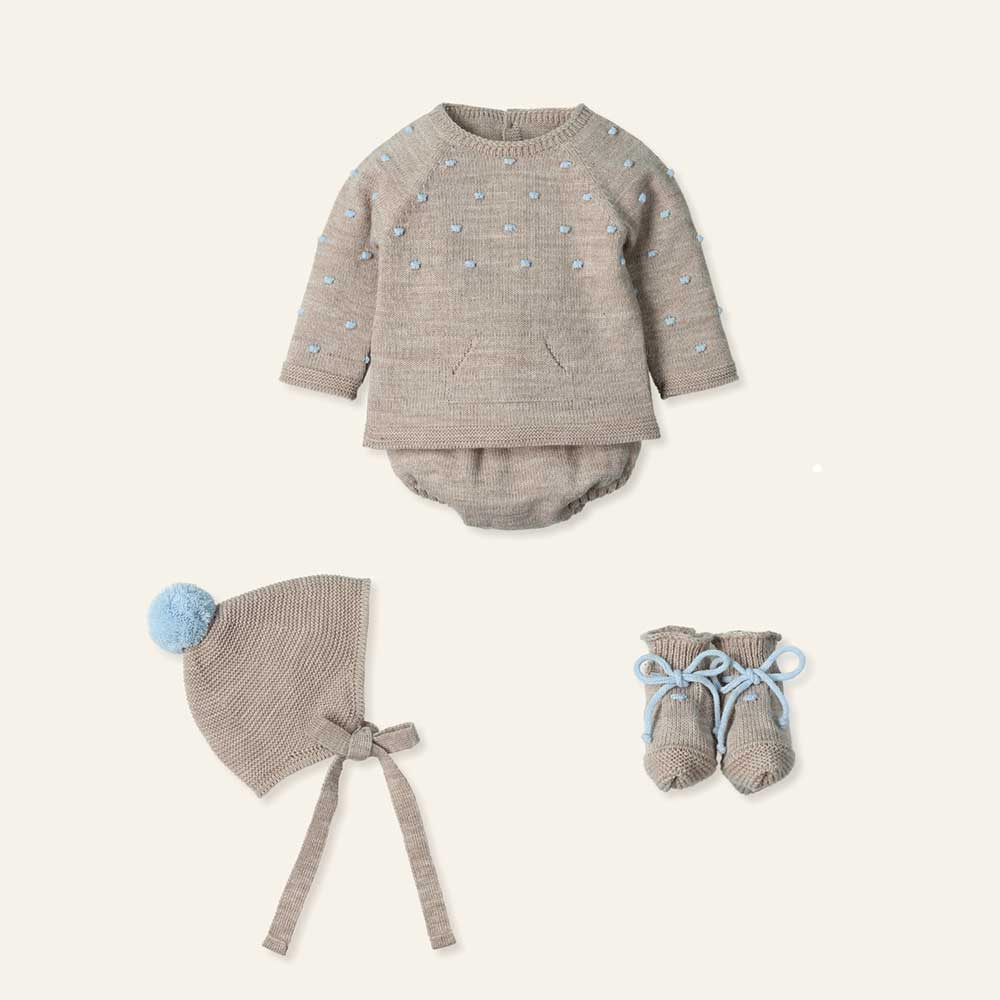 Traje 4 piezas menguado pompón y bodoques dots-nut Mac Ilusión