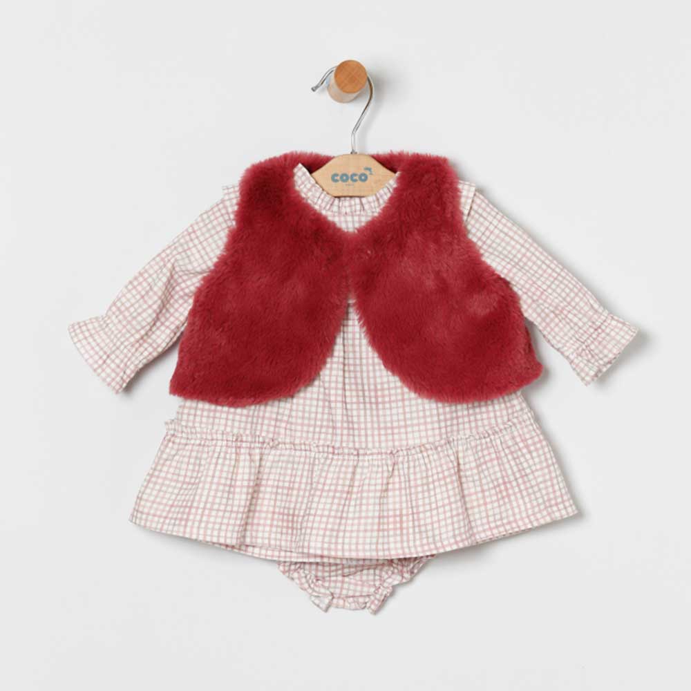 Conjunto Chaqueta + Braga + Vestido a cuadros Coco Acqua