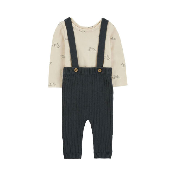 Conjunto 2 piezas de algodón pantalón con tiradores y body- carter's