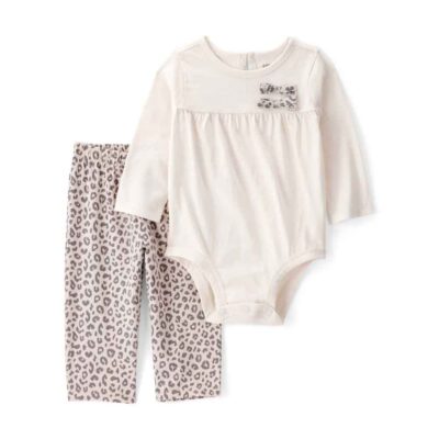 Conjunto 2 piezas body lazos pantalón leopardo bebé niña Carter's
