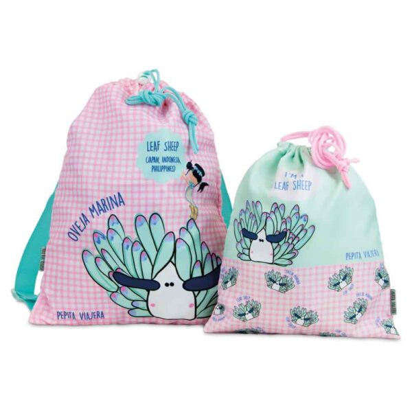 Pack Bolsas multiusos y Mochila Oveja Marina Pepita Viajera