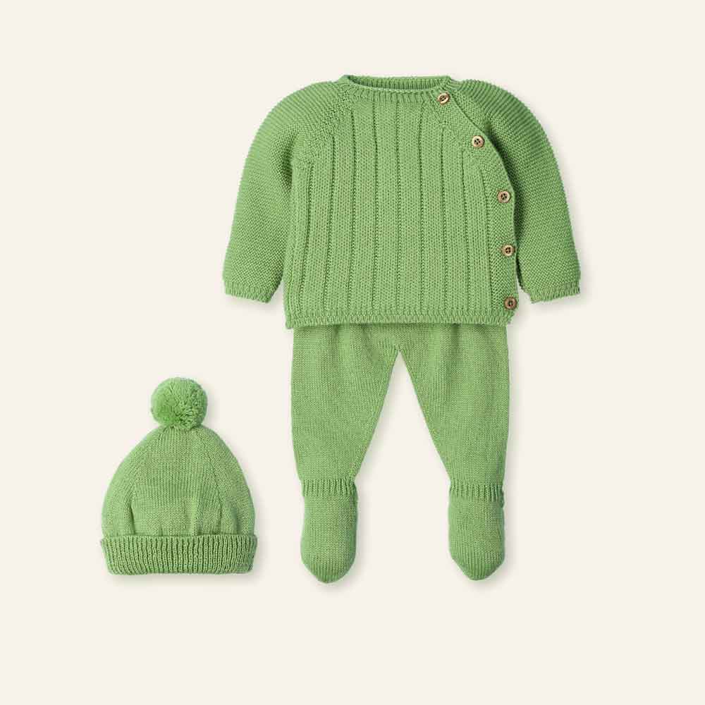 Traje 3 piezas canesú y gorro pompón Mac Ilusión