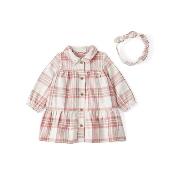 Conjunto 2 piezas vestido cuadros con diadema bebé Carter's