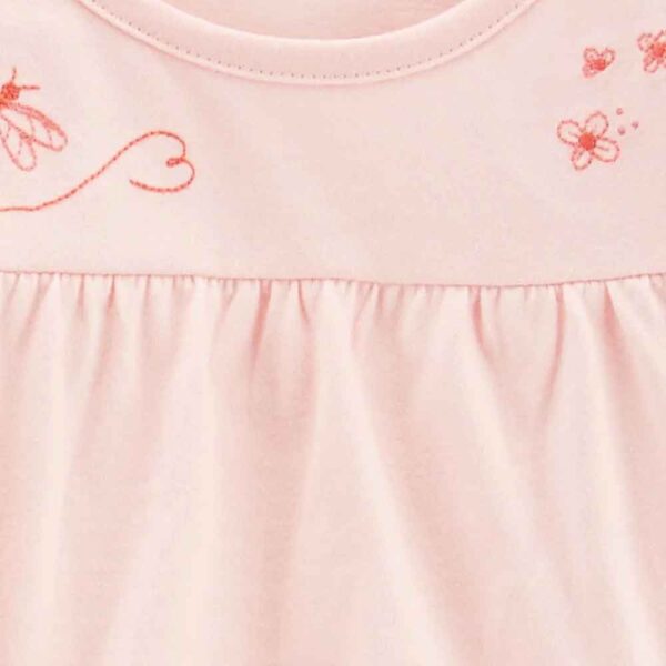 Conjunto 4 piezas, camiseta algodón, calza, turbante y calcetines, diseño libélulas rosa Carter's