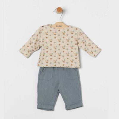 Conjunto jersey y pantalón elástico bebé niño Coco Acqua