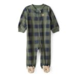 Pijama enterizo de polar verde con diseño buffalo Carter's