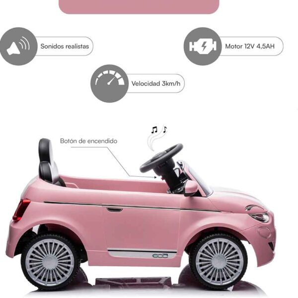 Coche Eléctrico Infantil 12V FIAT 500 Baroni Toys
