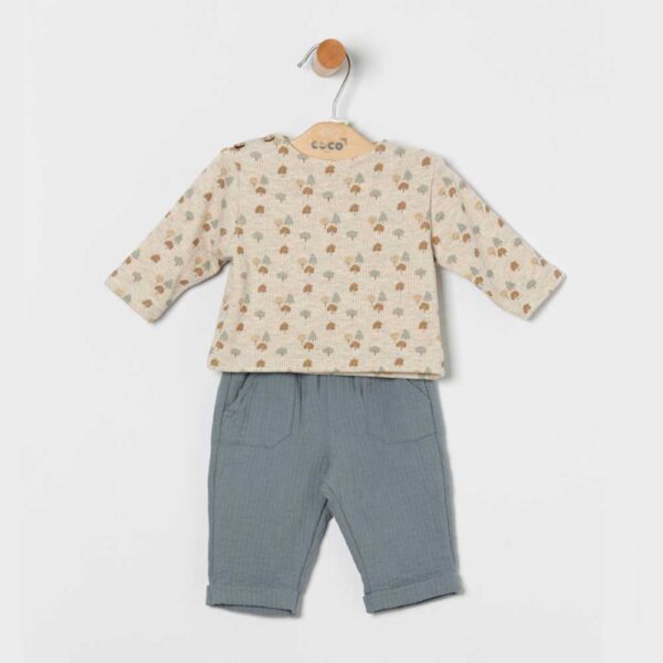 Conjunto jersey y pantalón elástico bebé niño Coco Acqua