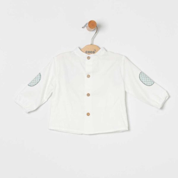 Este encantador conjunto para bebé de camisa cruda con blomer Coco Acqua es una prenda con encanto clásico y un diseño práctico.