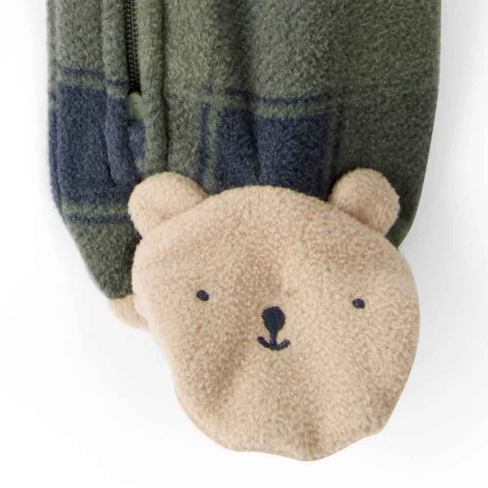 Pijama enterizo de polar verde con diseño buffalo Carter's