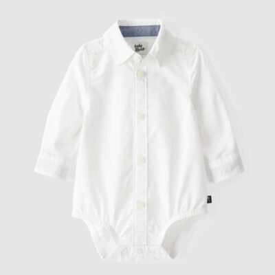 Body tipo camisa blanco de manga larga Carter's