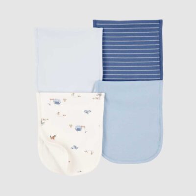 Pack cuatro babitas algodón azules