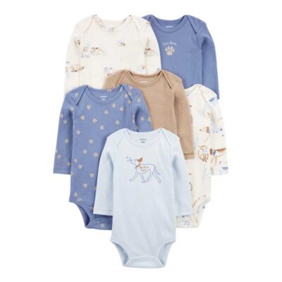 Pack de seis bodies de manga larga estampado de perro Carter's