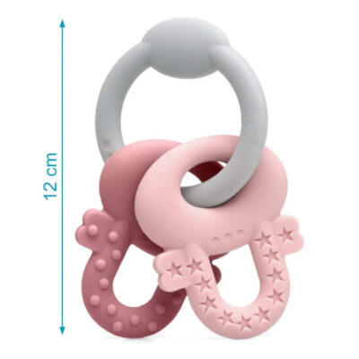 Mordedor de llaves de silicona rosa y gris para bebé KioKids
