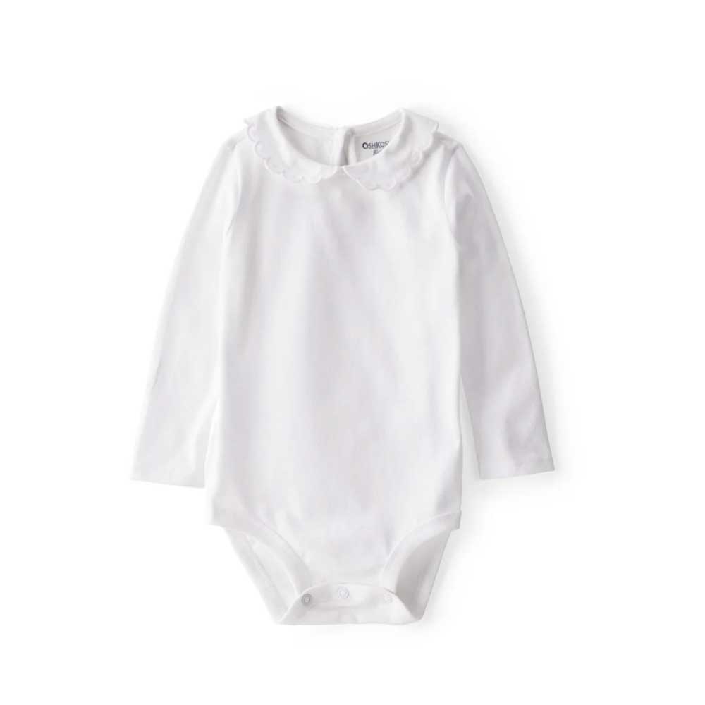 Body blanco de manga larga con cuello festoneado Carter's