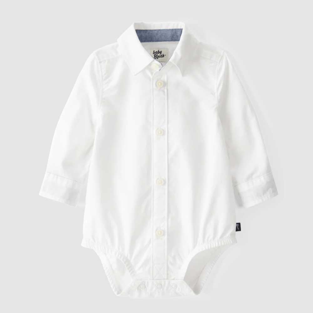 Body tipo camisa blanco de manga larga Carter's