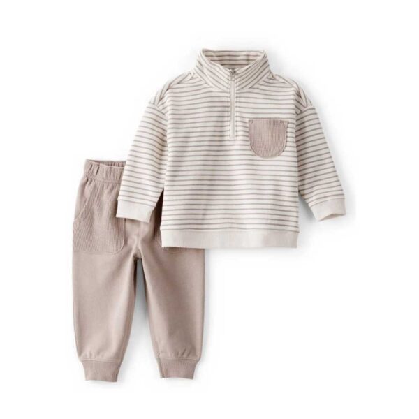 Conjunto dos piezas sudadera polar y pantalón marfil Carter's