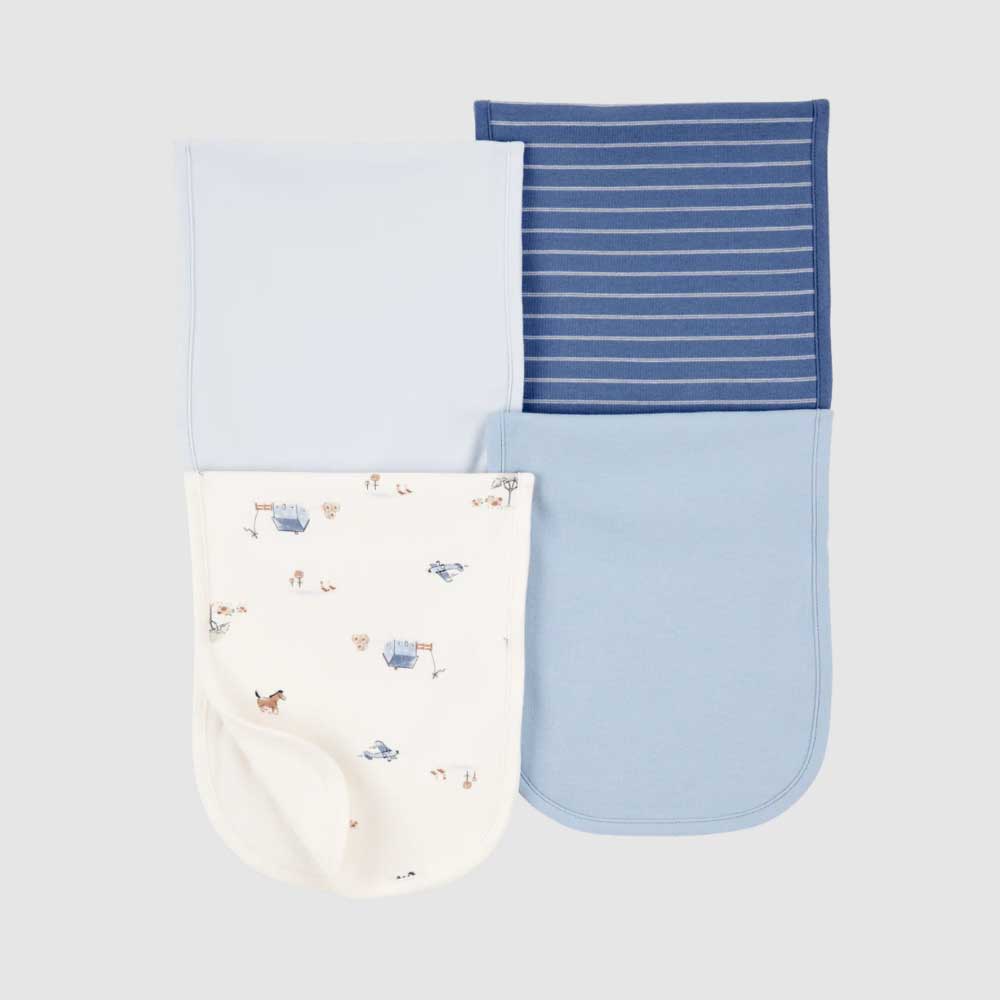 Pack cuatro babitas algodón azules