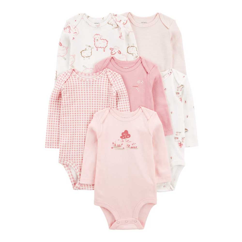 Pack de seis bodies de manga larga estampado granja Carter's