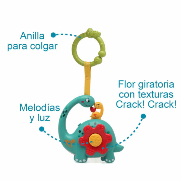 Juguete dinosaurio musical para bebé 16x15cm KioKids