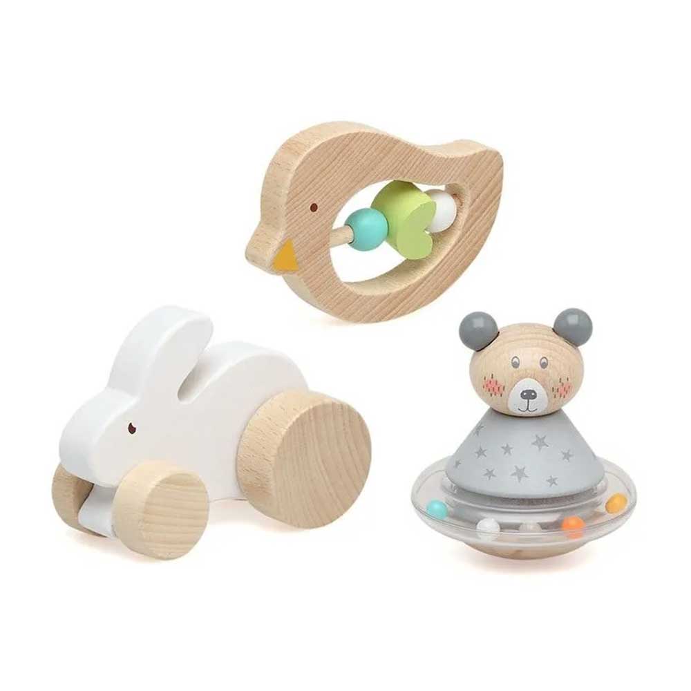 Set mis primeros juguetes de madera bebé 0 meses KioKids