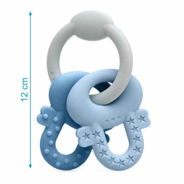 Mordedor de llaves de silicona azul y gris para bebé KioKids