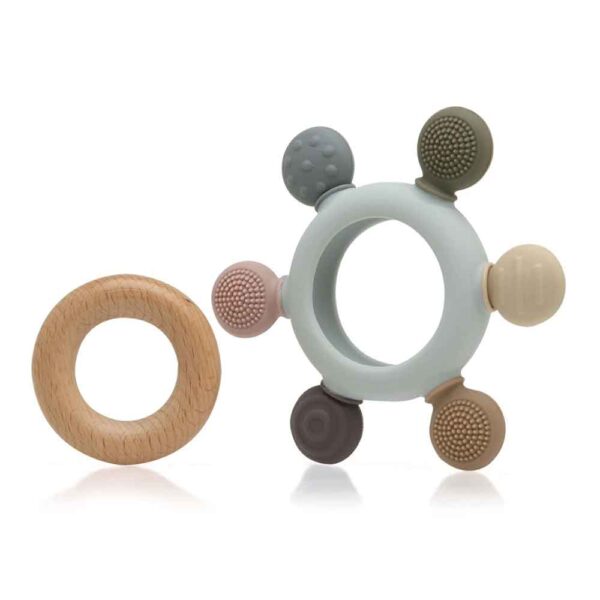 Mordedor de madera y silicona estrella bebé +3 meses KioKids