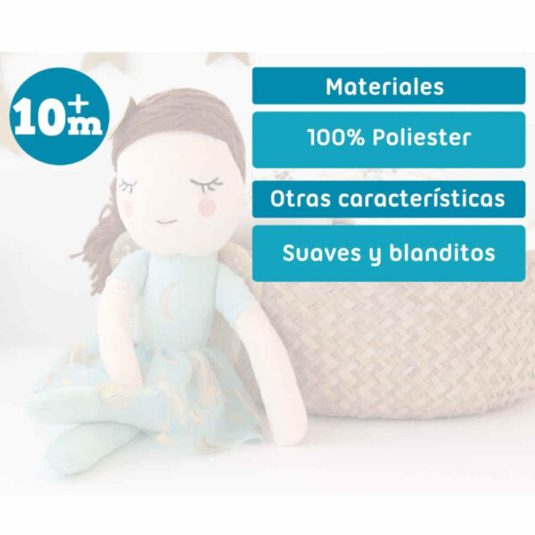 Muñeca de peluche hada azul 40cm KioKids