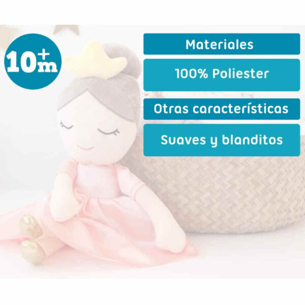 Muñeca de peluche princesa rosa 40cm KioKids