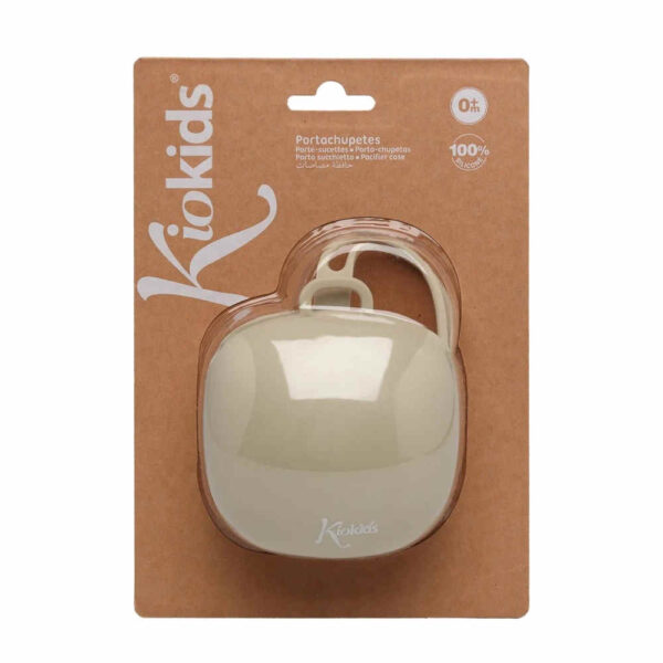 Portachupetes de silicona beige para bebé KioKids