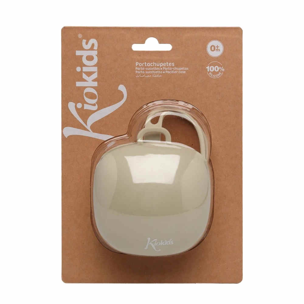 Portachupetes de silicona beige para bebé KioKids