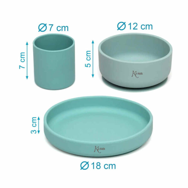 Set Vajilla de silicona sage bebé KioKids