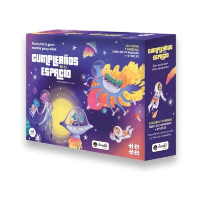 Libro y Puzzle Cumpleaños en el Espacio Manolito Books